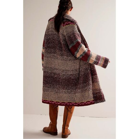 Free People Large Found My Bff Cardi Cardigan Sweater Coat in Sugar and Spice - Picture 2 of 16